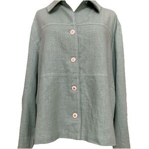 St. John Sport‎ 100% Linen Button Down Top Jacket Mint Green Size Large